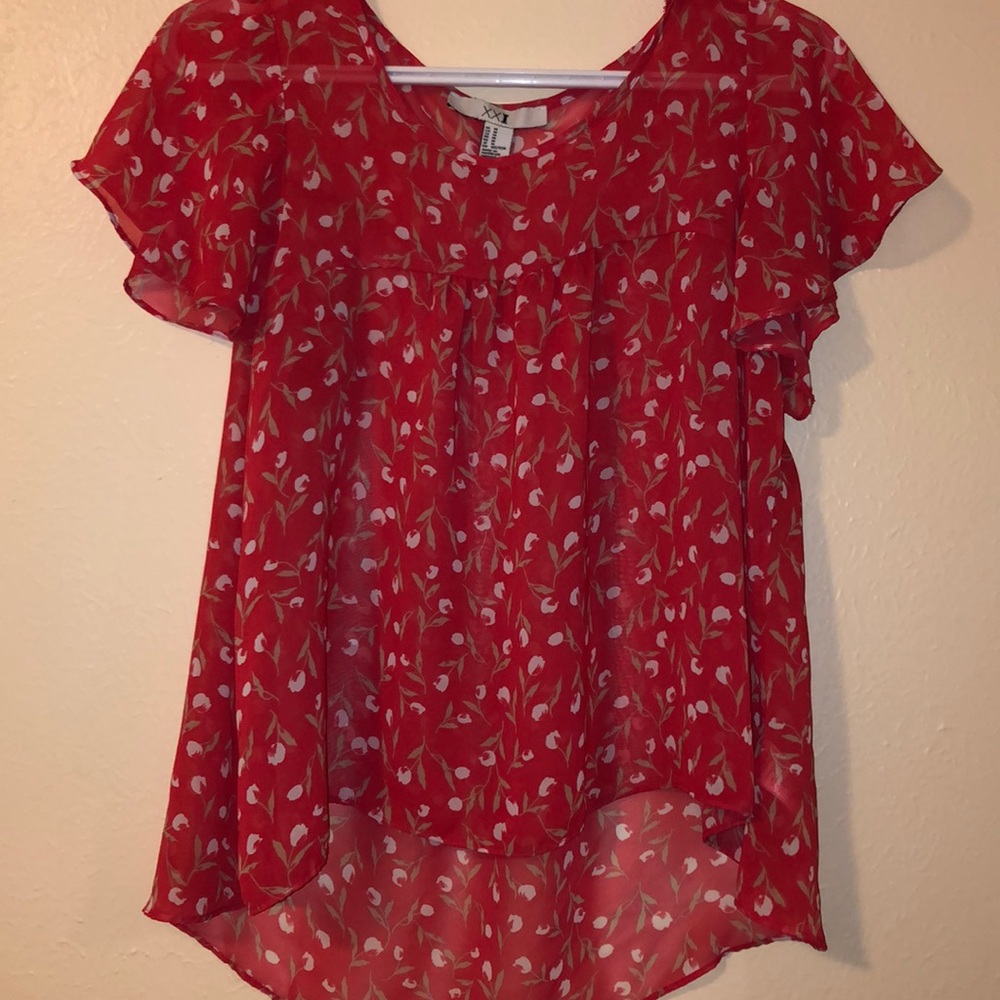 Forever 21 Sheer Floral Blouse